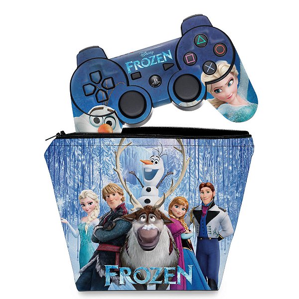 KIT Capa Case e Skin PS3 Controle - Frozen