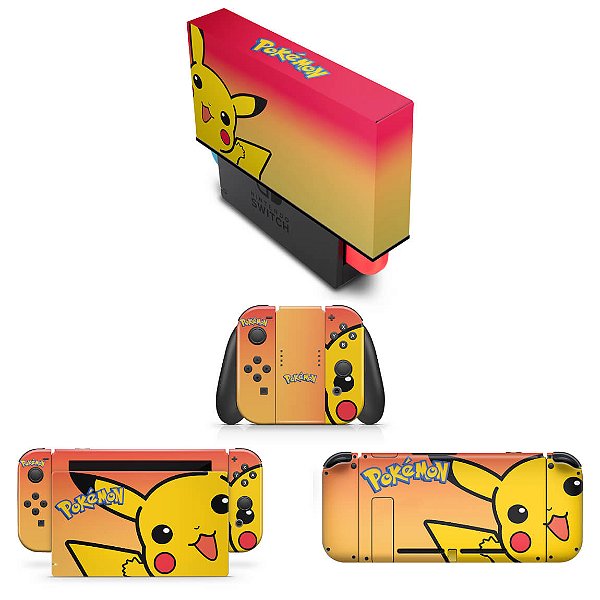 KIT Nintendo Switch Skin e Capa Anti Poeira - Pokémon: Pikachu