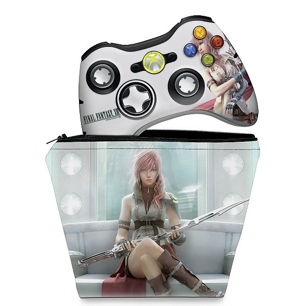 KIT Capa Case e Skin Xbox 360 Controle - Final Fantasy Xiii #a