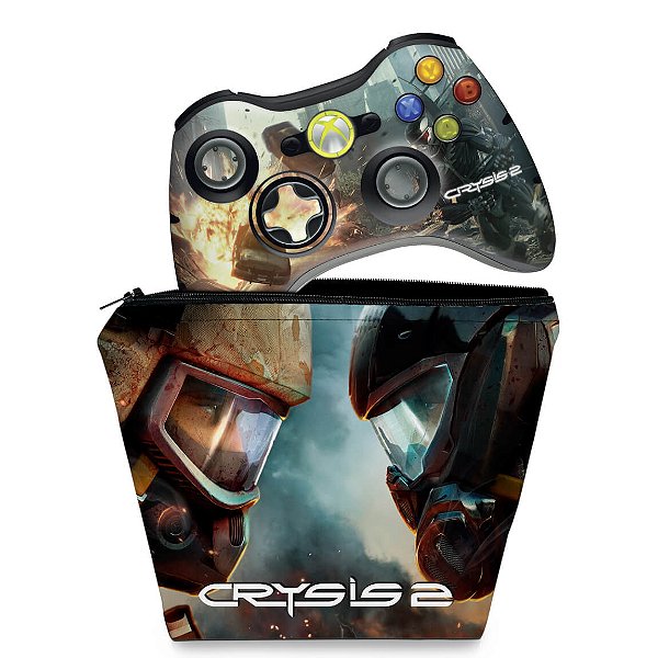 KIT Capa Case e Skin Xbox 360 Controle - Crysis 2