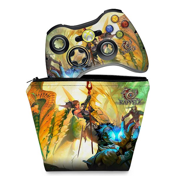 KIT Capa Case e Skin Xbox 360 Controle - Rappelz