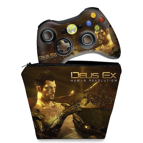 KIT Capa Case e Skin Xbox 360 Controle - Deus Ex