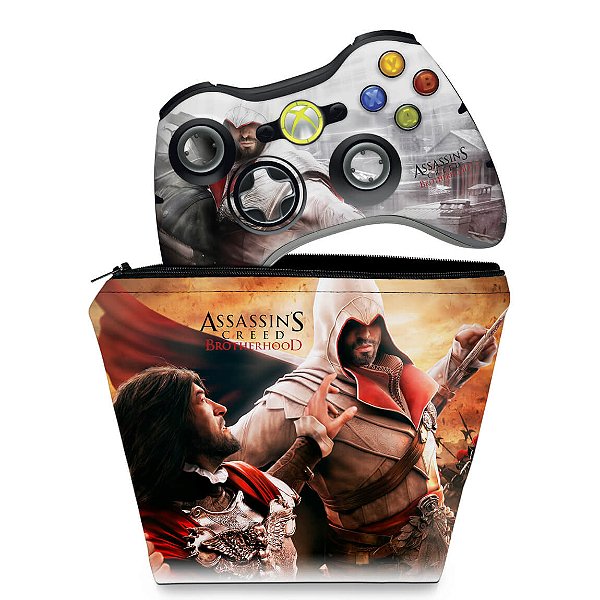 KIT Capa Case e Skin Xbox 360 Controle - Assassins Creed Brotherwood #B