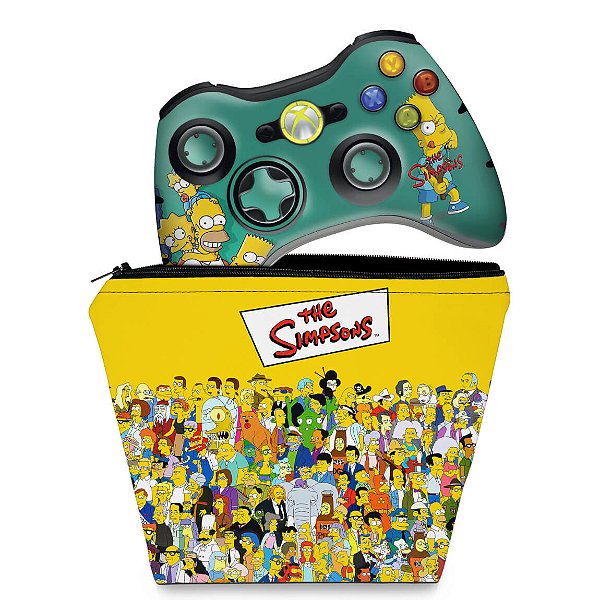 KIT Capa Case e Skin Xbox 360 Controle - Simpsons