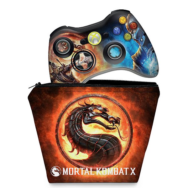 KIT Capa Case e Skin Xbox 360 Controle - Mortal Kombat