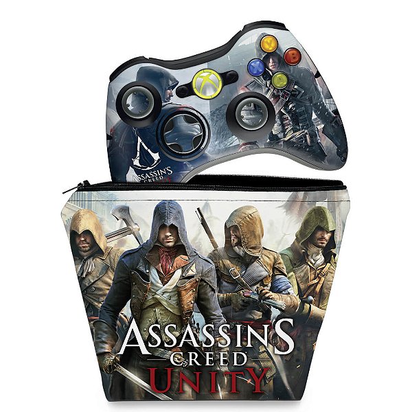 KIT Capa Case e Skin Xbox 360 Controle - Assassins Creed Rogue