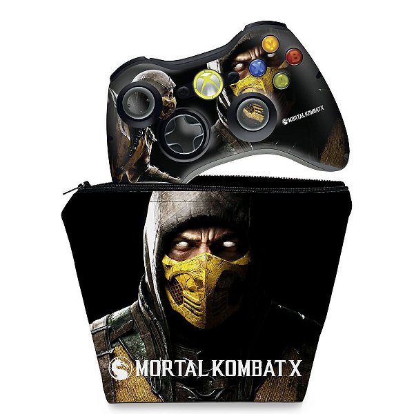 KIT Capa Case e Skin Xbox 360 Controle - Mortal Kombat X #a