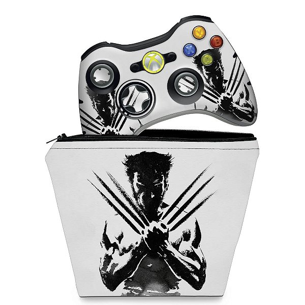 KIT Capa Case e Skin Xbox 360 Controle - Wolverine X-men