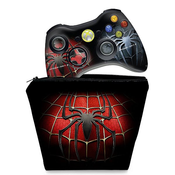 KIT Capa Case e Skin Xbox 360 Controle - Homem-aranha #b