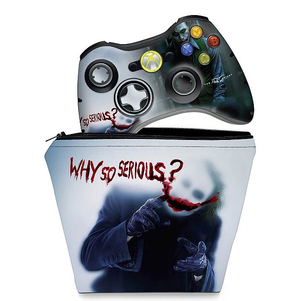 KIT Capa Case e Skin Xbox 360 Controle - Coringa Joker #a