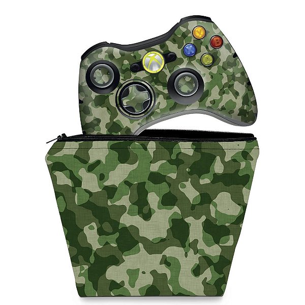 KIT Capa Case e Skin Xbox 360 Controle - Camuflado