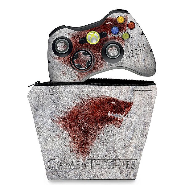 KIT Capa Case e Skin Xbox 360 Controle - Game Of Thrones #a