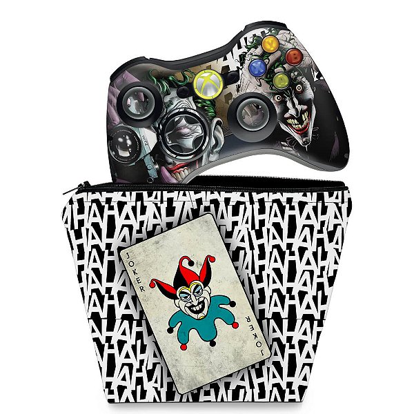 KIT Capa Case e Skin Xbox 360 Controle - Joker Coringa