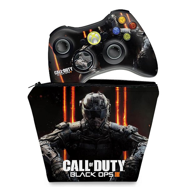 KIT Capa Case e Skin Xbox 360 Controle - Call Of Duty Black Ops 3