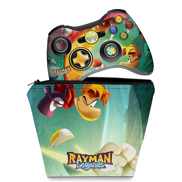 KIT Capa Case e Skin Xbox 360 Controle - Rayman Legends