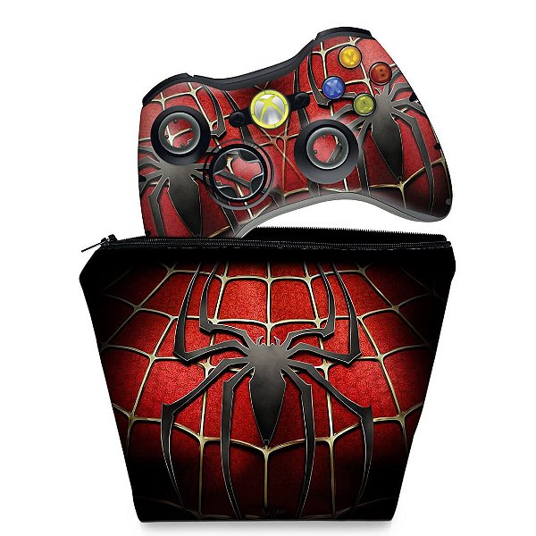 KIT Capa Case e Skin Xbox 360 Controle - Homem-aranha A