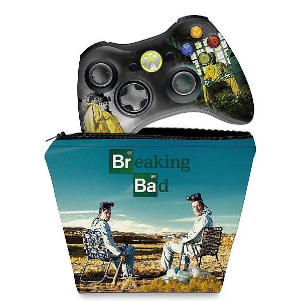 KIT Capa Case e Skin Xbox 360 Controle - Breaking Bad