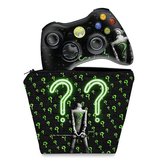 KIT Capa Case e Skin Xbox 360 Controle - Charada Batman