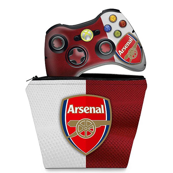 KIT Capa Case e Skin Xbox 360 Controle - Arsenal Football Club