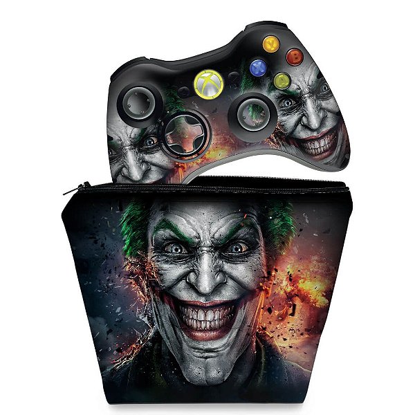 KIT Capa Case e Skin Xbox 360 Controle - Coringa Joker #b