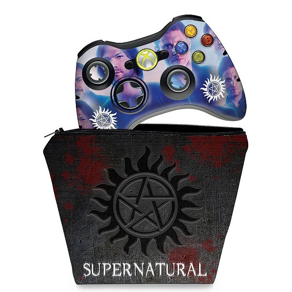 KIT Capa Case e Skin Xbox 360 Controle - Sobrenatural