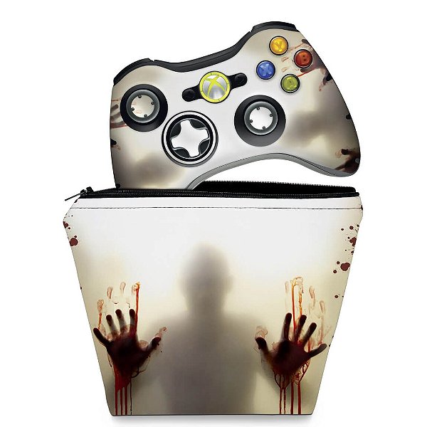 KIT Capa Case e Skin Xbox 360 Controle - Fear The Walking Dead