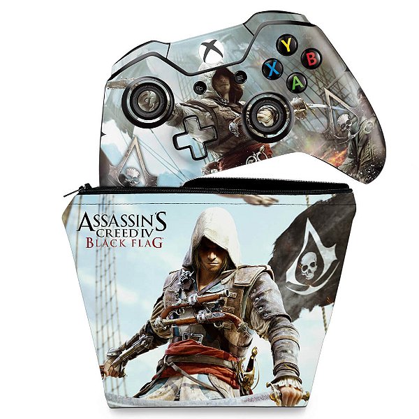 KIT Capa Case e Skin Xbox One Fat Controle - Assassins Creed Black Flag