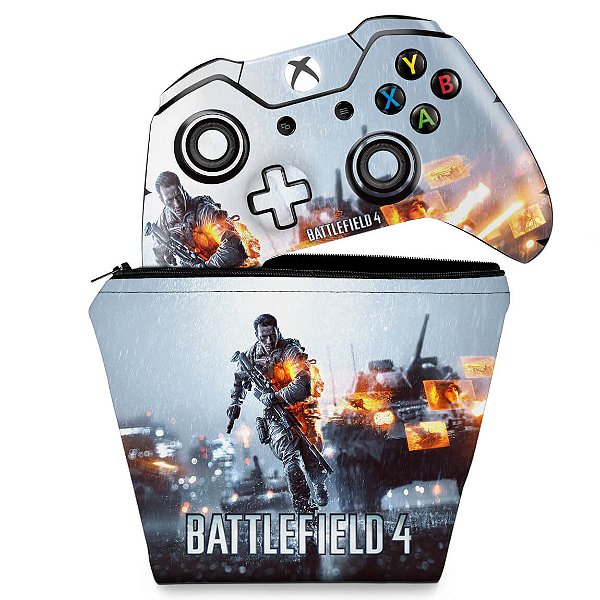 KIT Capa Case e Skin Xbox One Fat Controle - Battlefield 4