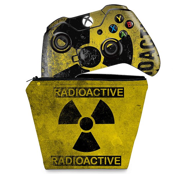 KIT Capa Case e Skin Xbox One Fat Controle - Radioativo