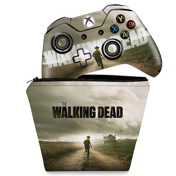 KIT Capa Case e Skin Xbox One Fat Controle - The Walking Dead