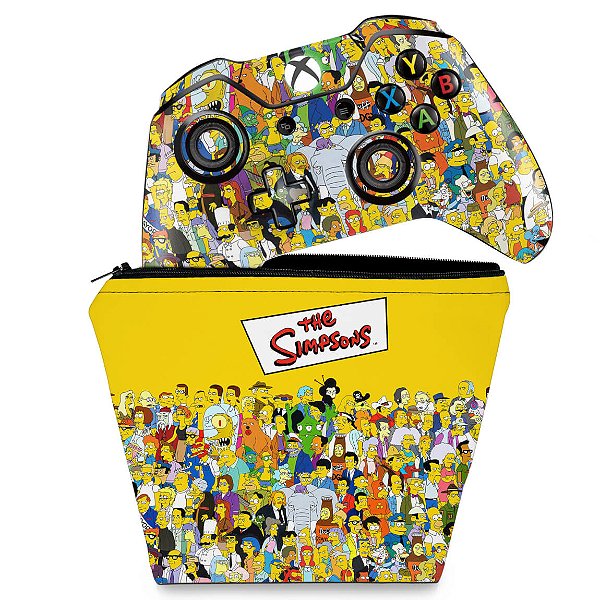 KIT Capa Case e Skin Xbox One Fat Controle - The Simpsons