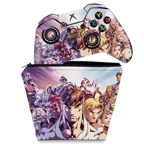 KIT Capa Case e Skin Xbox One Fat Controle - Street Fighter