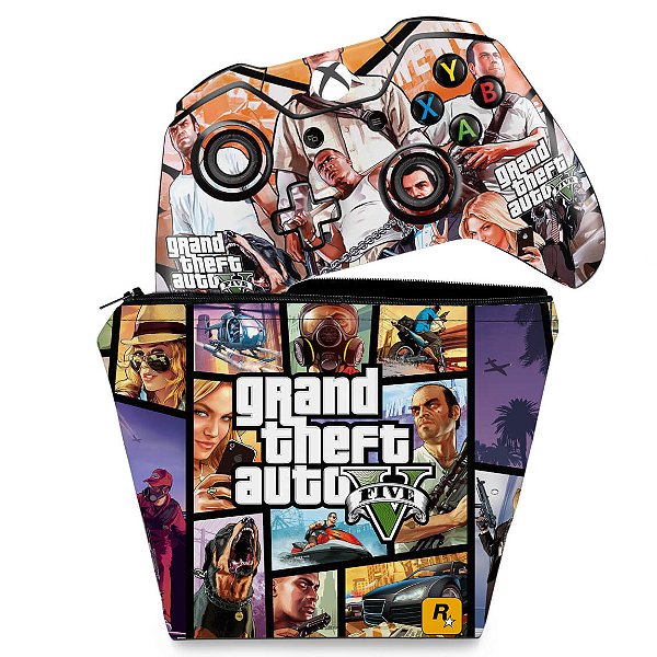 KIT Capa Case e Skin Xbox One Fat Controle - GTA V