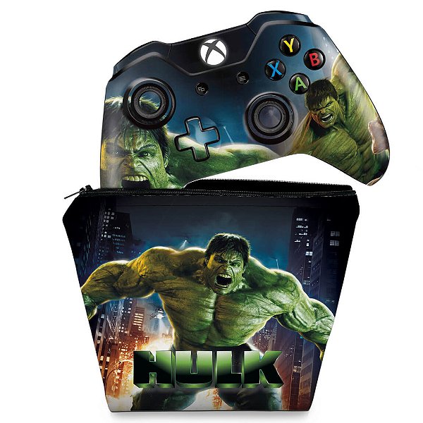KIT Capa Case e Skin Xbox One Fat Controle - Hulk