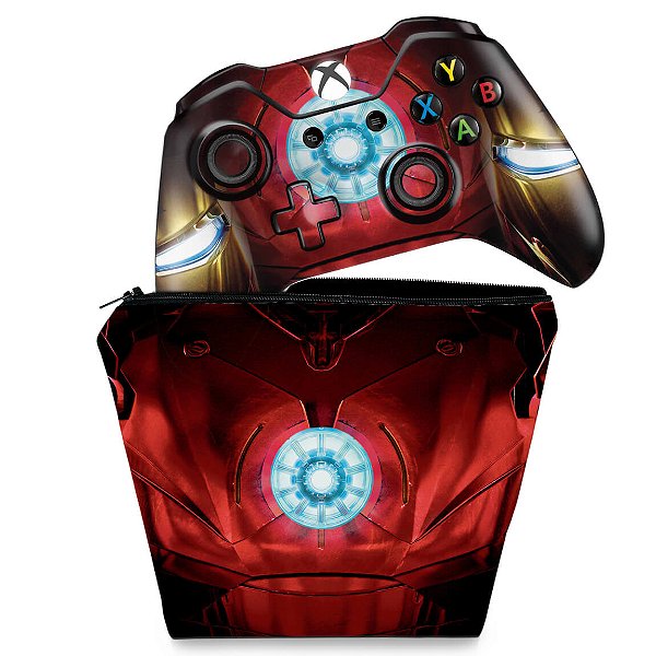 KIT Capa Case e Skin Xbox One Fat Controle - Iron Man - Homem de Ferro