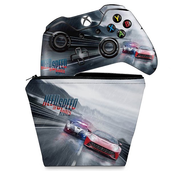 KIT Capa Case e Skin Xbox One Fat Controle - Need for Speed Rivals
