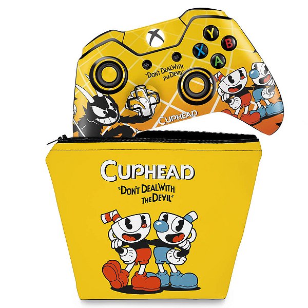 KIT Capa Case e Skin Xbox One Fat Controle - Cuphead