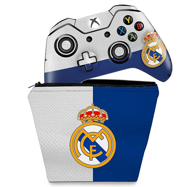 KIT Capa Case e Skin Xbox One Fat Controle - Real Madrid