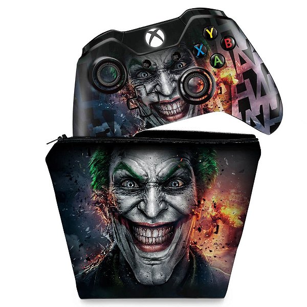 KIT Capa Case e Skin Xbox One Fat Controle - Coringa - Joker #A