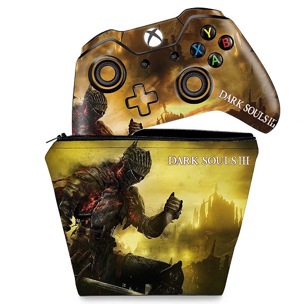 KIT Capa Case e Skin Xbox One Fat Controle - Dark Souls 3