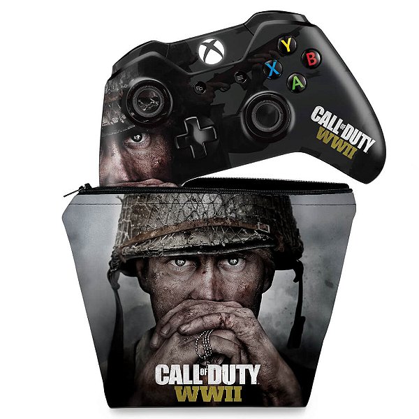 KIT Capa Case e Skin Xbox One Fat Controle - Call of Duty WW2