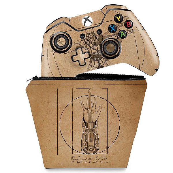 KIT Capa Case e Skin Xbox One Fat Controle - Assassin’s Creed Vitruviano