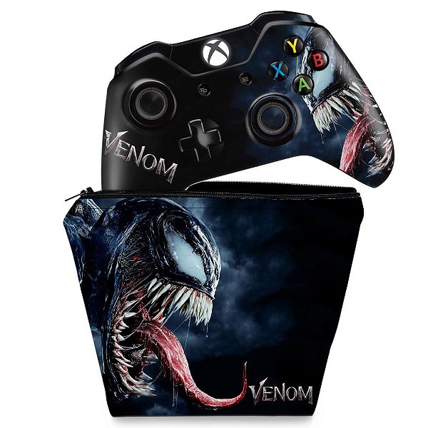 KIT Capa Case e Skin Xbox One Fat Controle - Venom