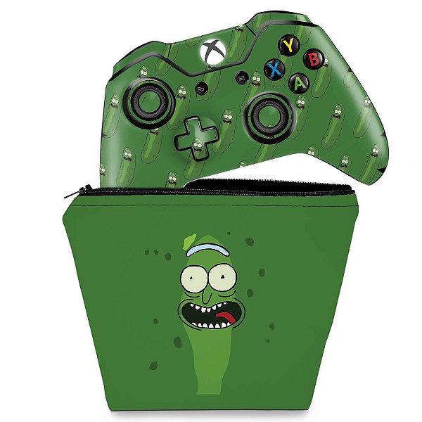 KIT Capa Case e Skin Xbox One Fat Controle - Pickle Rick and Morty