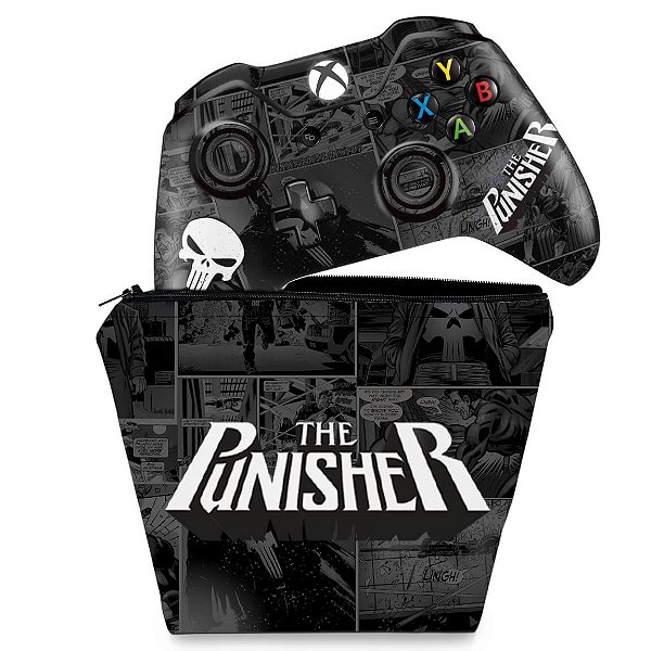 KIT Capa Case e Skin Xbox One Fat Controle - The Punisher Justiceiro Comics