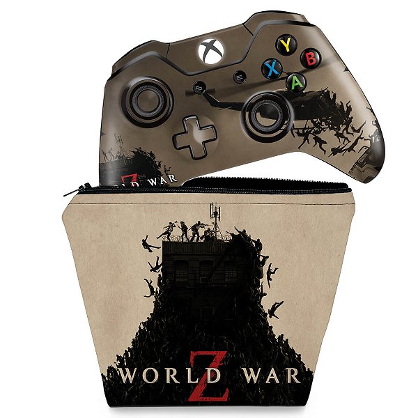 KIT Capa Case e Skin Xbox One Fat Controle - World War Z