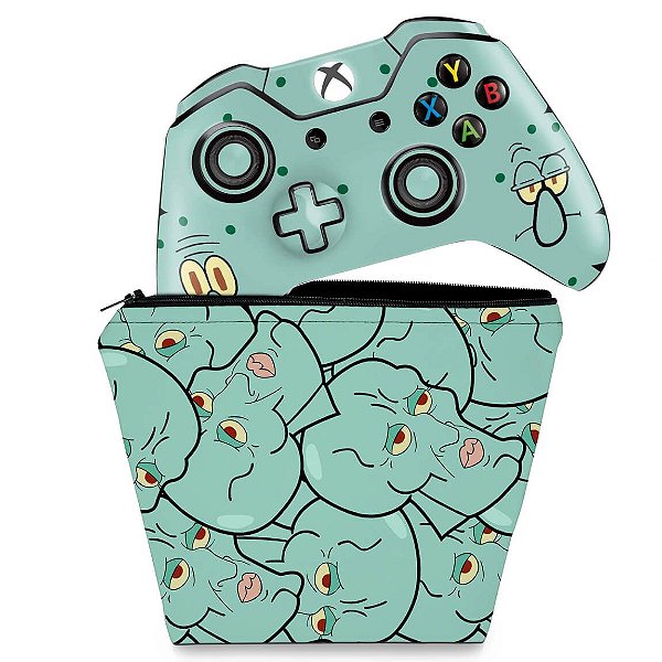 KIT Capa Case e Skin Xbox One Fat Controle - Lula Molusco Bob Esponja