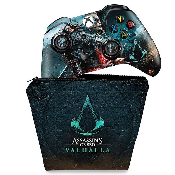 KIT Capa Case e Skin Xbox One Fat Controle - Assassin's Creed Valhalla