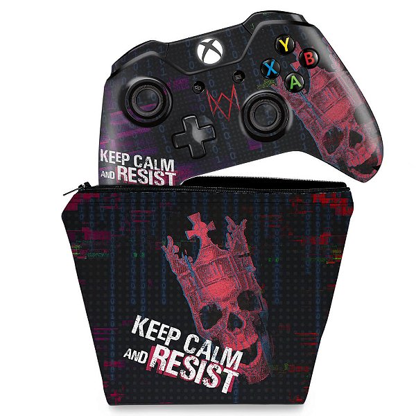 KIT Capa Case e Skin Xbox One Fat Controle - Watch Dogs Legion