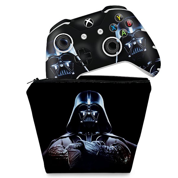 KIT Capa Case e Skin Xbox One Slim X Controle - Star Wars - Darth Vader